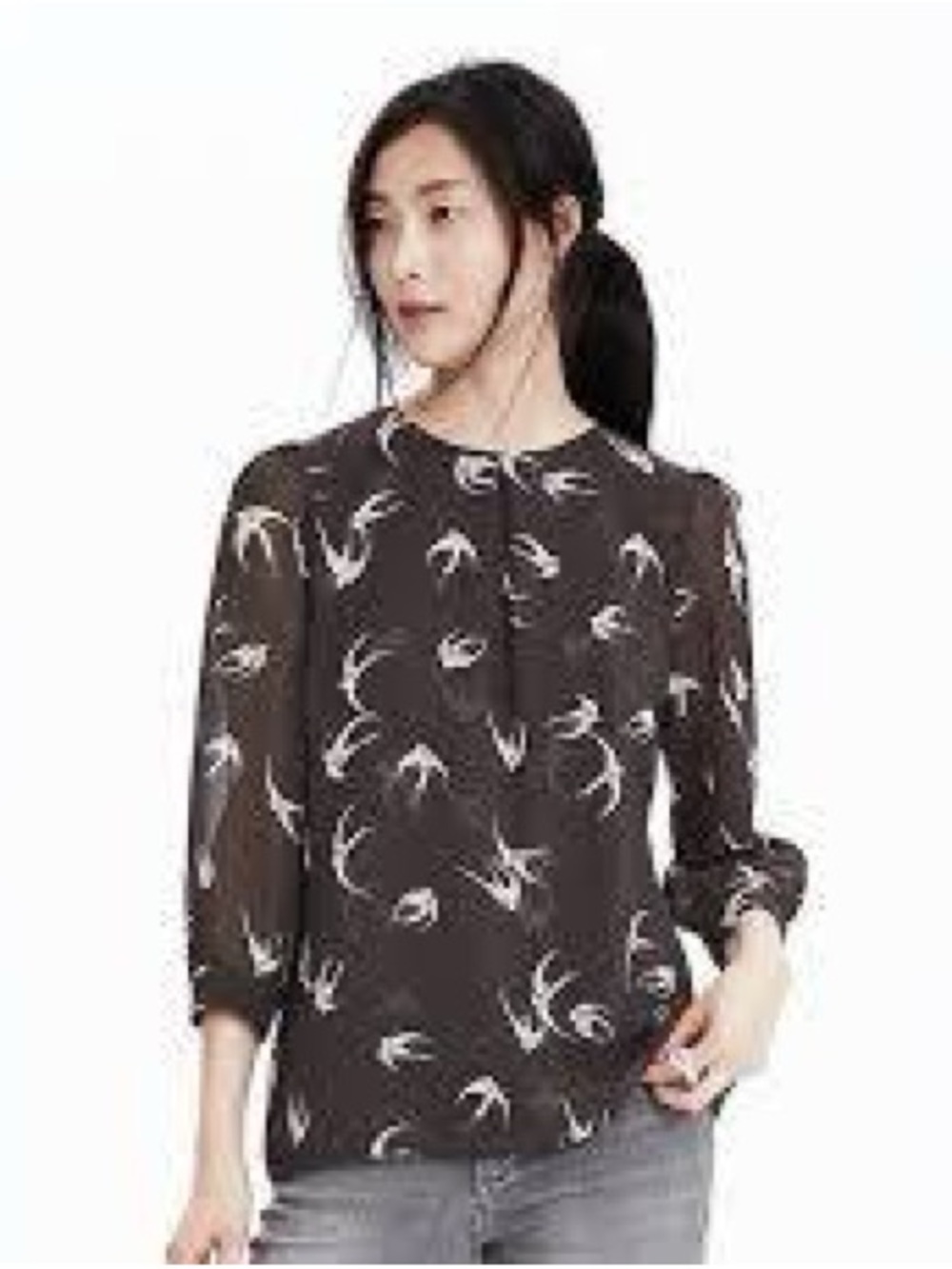 SWALLOW PRINT BLOUSE BANANA REPLUBLIC